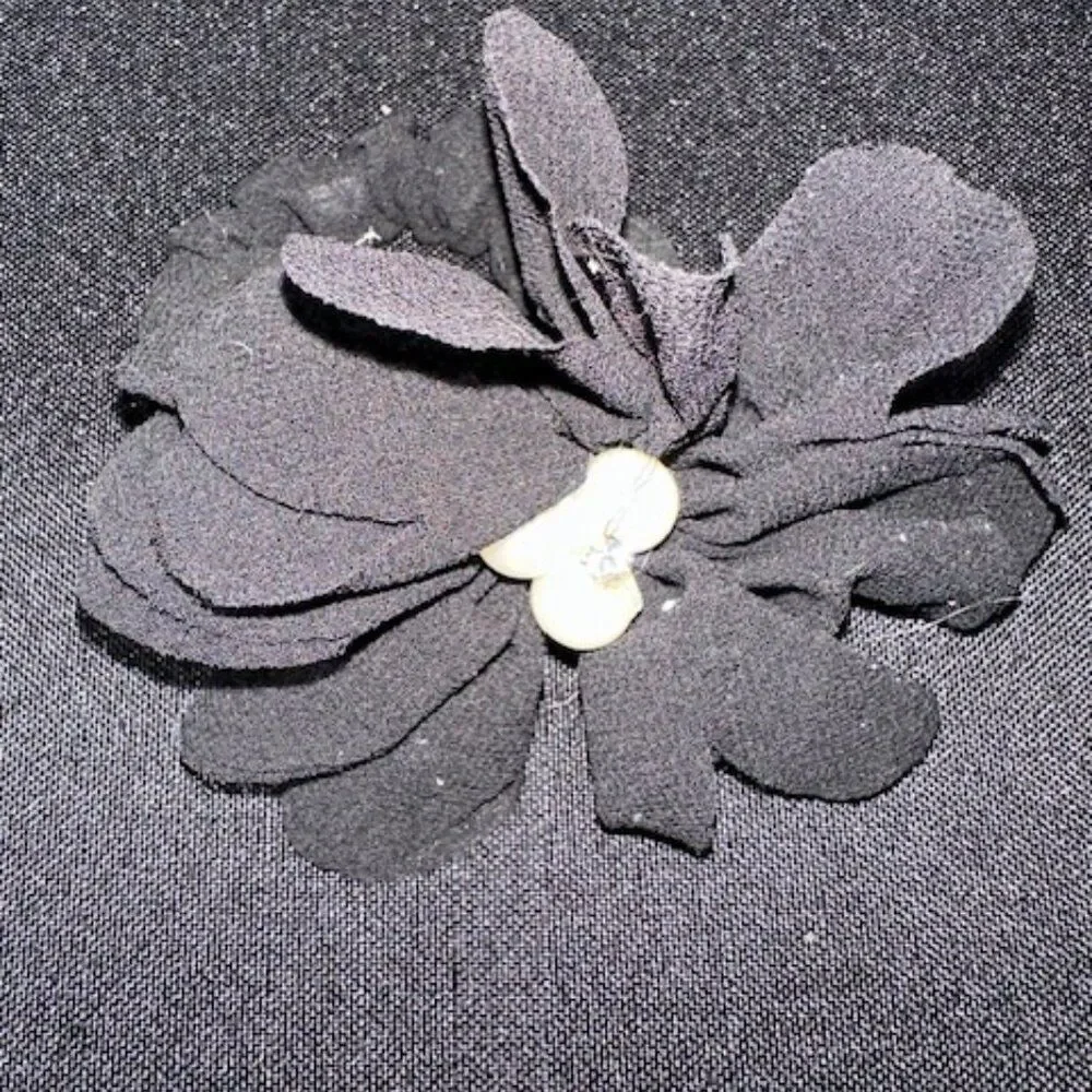 Black Flower Chiffon Scrunchie   -women's  7287  Handmade Boutique